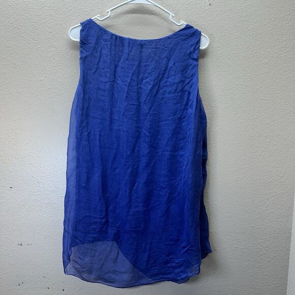 H Trend Made In Italy Purple Silk Floaty Top Sequins Y2K Cowl Neck Lagenlook - Picture 7 of 8